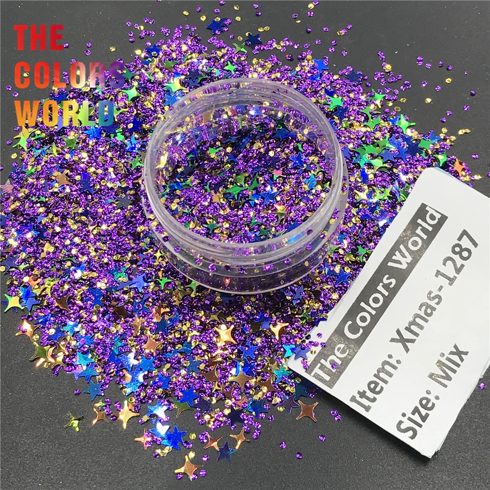 Arte do Unha Natal Unha Glitter Decoração Corpo Arte Tumbler Artesanato Faça Você Mesmo Feriados Acessórios Festa Festival Fornecedor Tct-437 Mix 3 Brilho p/ unha