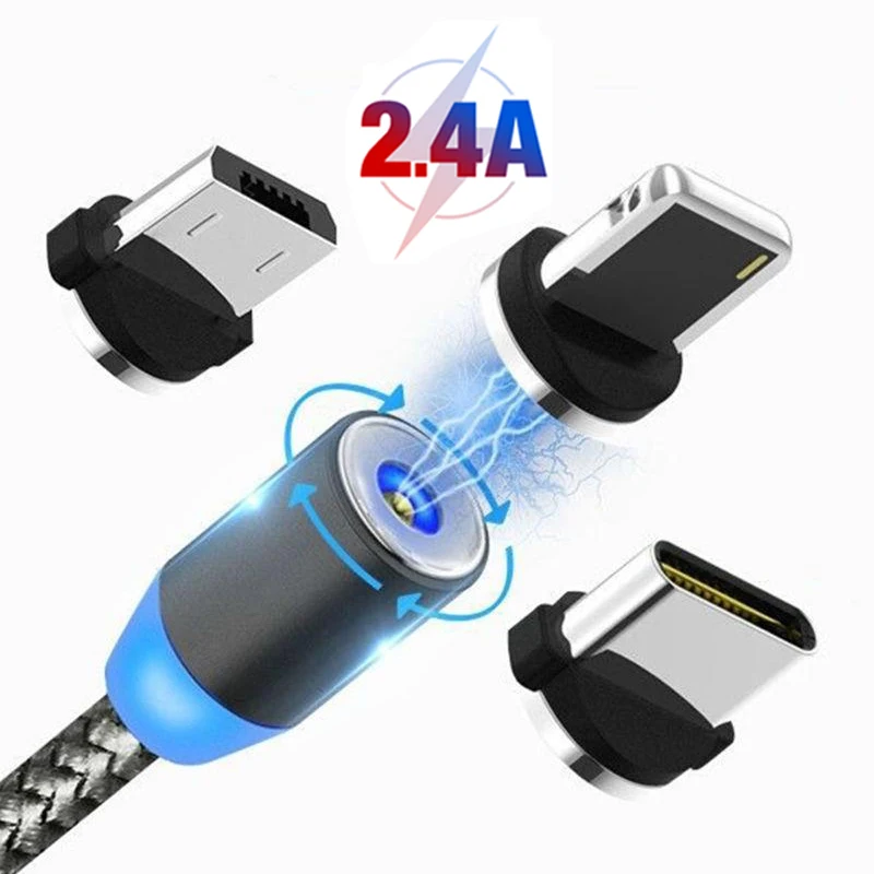 

RUZOFO LED Magnetic USB Cable Fast Charging Type C Cable Magnet Charger Data Charge Micro USB Cable Mobile Phone Cable USB Cord