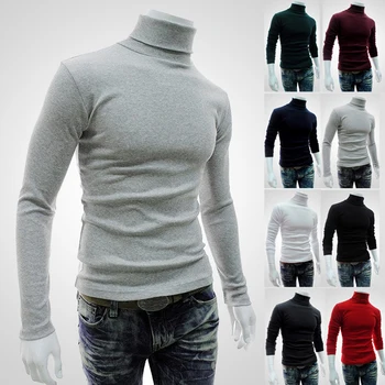

Men Casual Thermal Sweater Autumn Winter Top Long Sleeve Turtleneck Seamless High Neck Pullovers Clothes Plus Size
