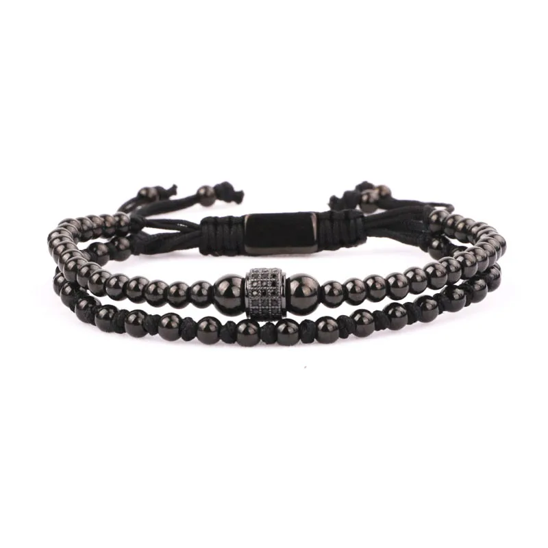 New Design Stainless Steel Beaded Handmade Knot Cute Design CZ Charm Bracelet Jewelry For Men - Image 2
