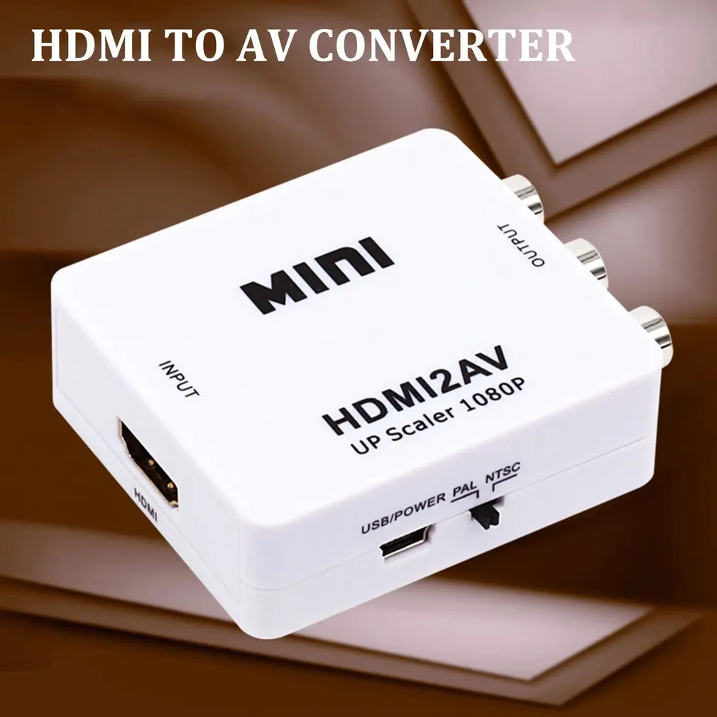 HDMI К AV адаптер Делителя Частоты HD видео конвертер коробка HDMI к RCA AV/CVSB L/R видео 1080P HDMI2AV Поддержка NTSC PAL