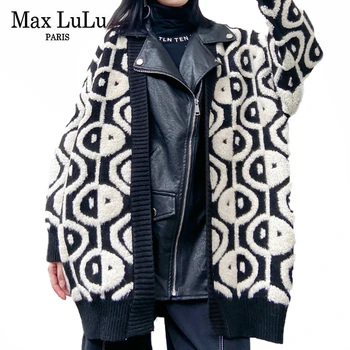 

Max LuLu New Winter Korean Fashion Clothes Womens Fur Knitted Loose Pu Jackets Ladies Vintage Punk Coats Oversized Streetwear