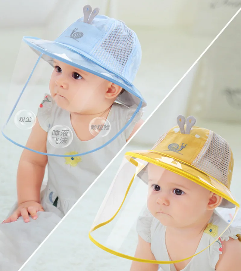 

Newborn Baby Bucket Hat Protective Full Face Shield Cover Anti Saliva Dustproof Dual-use Summer Mesh Sun Hats Kids Fisherman Cap