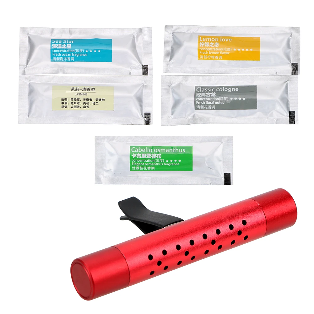 LEEPEE с 5 бесплатными ароматическими палочками, автомобильный освежитель воздуха, твердый парфюм, диффузор, автомобильный ароматизатор, воздушный выход, зажим для ароматерапии - Название цвета: Красный