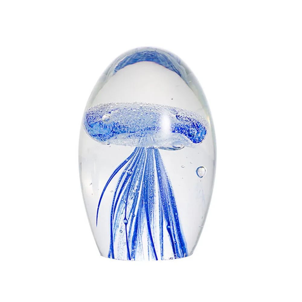 

Aquarium Miniatures Gift Colored Paperweight Home Decor Art Stable Bottom Desktop Handmade Glass Jellyfish Figurines Crystal