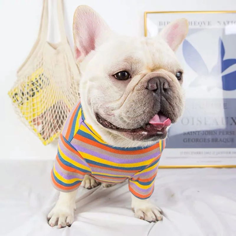 

Fashion French Bulldog Summer T-shirt Colorful Vest Coat Pet Dog Clothes Small Medium Dogs Corgi Chihuahua Pug Sweater KLC15