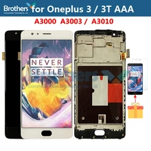 Дигитайзер сенсорного экрана для Oneplus 3 3T A3000 A3010, с рамкой, TFT, в сборе, 1 + 3