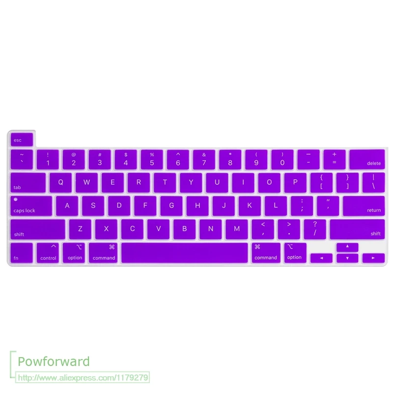 Силиконовый защитный чехол для клавиатуры MacBook New Pro, 16 дюймов,, с сенсорной панелью и сенсорной идентификацией, модель A 2141, кожа - Цвет: Purple