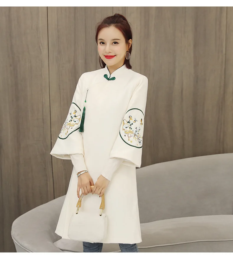 3756 плюс хлопок женское платье улучшенное Cheongsam мягкая Ретро Китайская одежда зимнее шерстяное пальто yan xi Guides