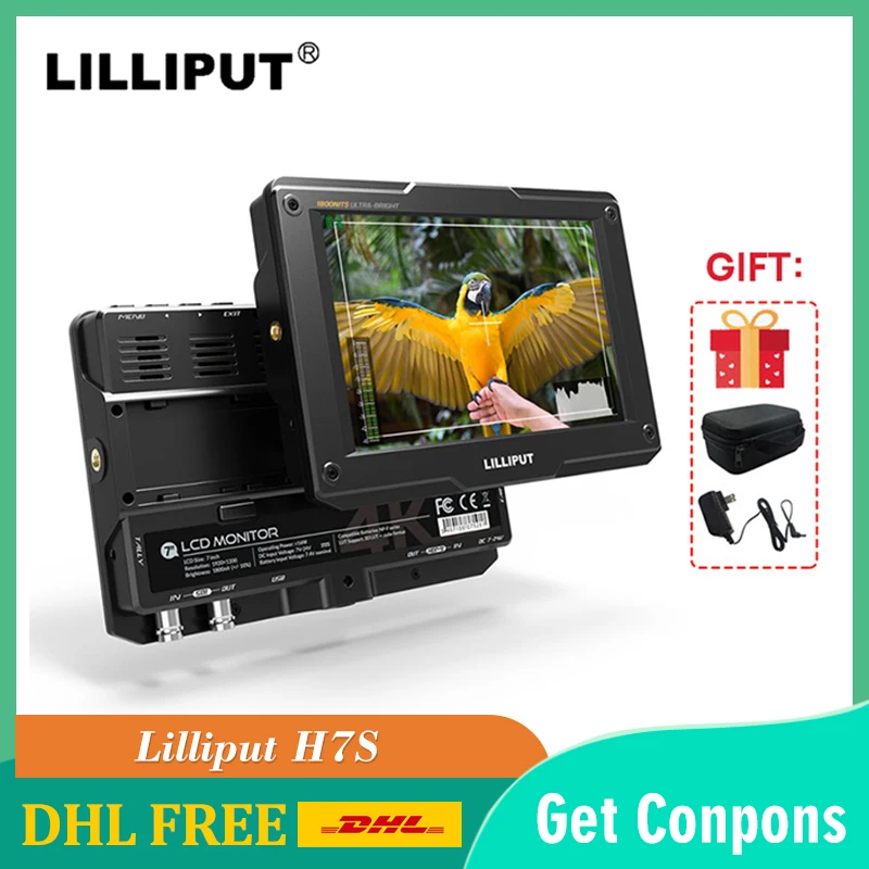 Lilliput H7S 7 дюймов Op Камера монитор Dslr 3D Lut 1800 нит Ips Full HD видео фокус 4K Hdmi 3G SDI