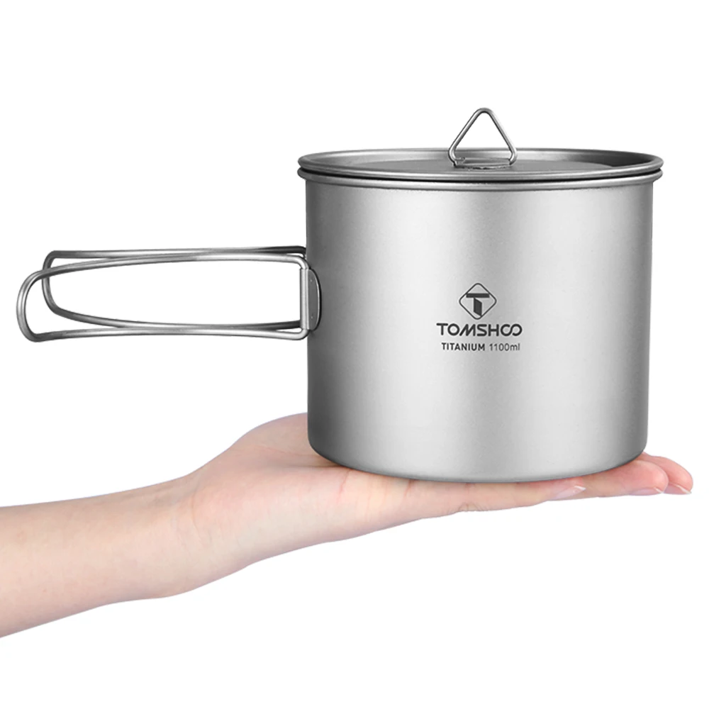

1100ml Titanium Outdoor Cup Titanium Water Mug Cup with Lid Handle Outdoor Camping Pot Cooking Pots Picnic Hang Pot