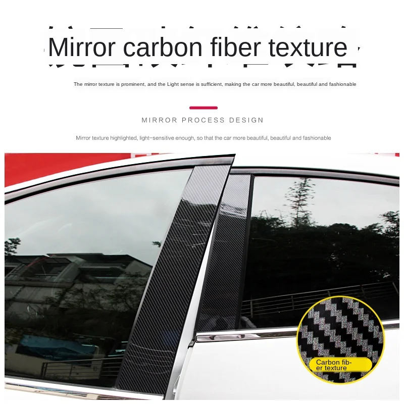 

6pcs Pillars Column Decorative Sticker Trim For BMW 1 3 5 series X1 X3 X5 X6 Window Panel Exterior Carbon fiber Look Accessories