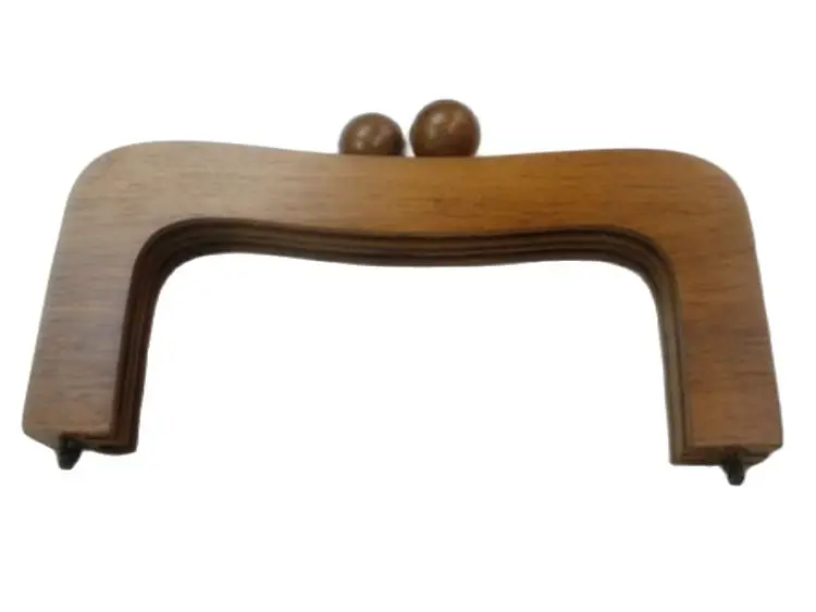 1 Set 22X10 Cm Factory Direct Sales New Style Wood Ball Head Screws Parts Solid Wooden Waist-Shaped Handbag Purse Frame Handle