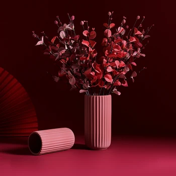 

Scandinavian Style Modern Decorative Ceramic Vase With Soft Touch Paint Flower Arrangement