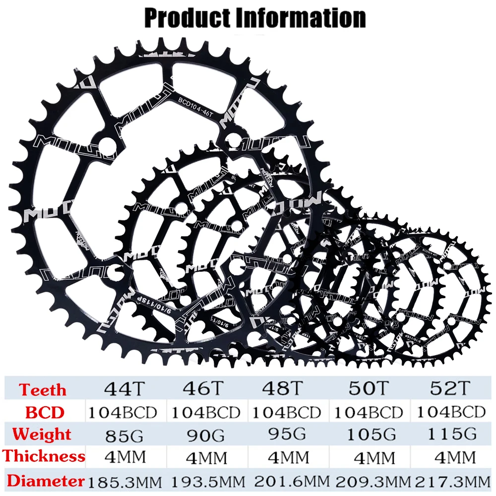 VXM Овальный Круглый велосипед 104BCD 30T 32T 34T 36T 38T 40T 42T 44T 46T 48T 50T 52T узкая широкая цепь