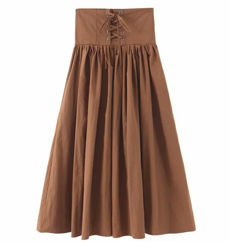 MEVGOHOT Женские винтажные повязки кофейного цвета с завышенной талией, юбки размера плюс, ретро драпированные женские юбки HD3006