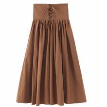 MEVGOHOT Женские винтажные повязки кофейного цвета с завышенной талией, юбки размера плюс, ретро драпированные женские юбки HD3006