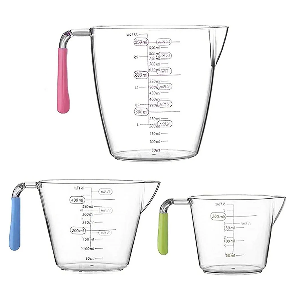 3pcs/set Measuring Cups Plastic Handle Measuring Jugs Scaled Stackable