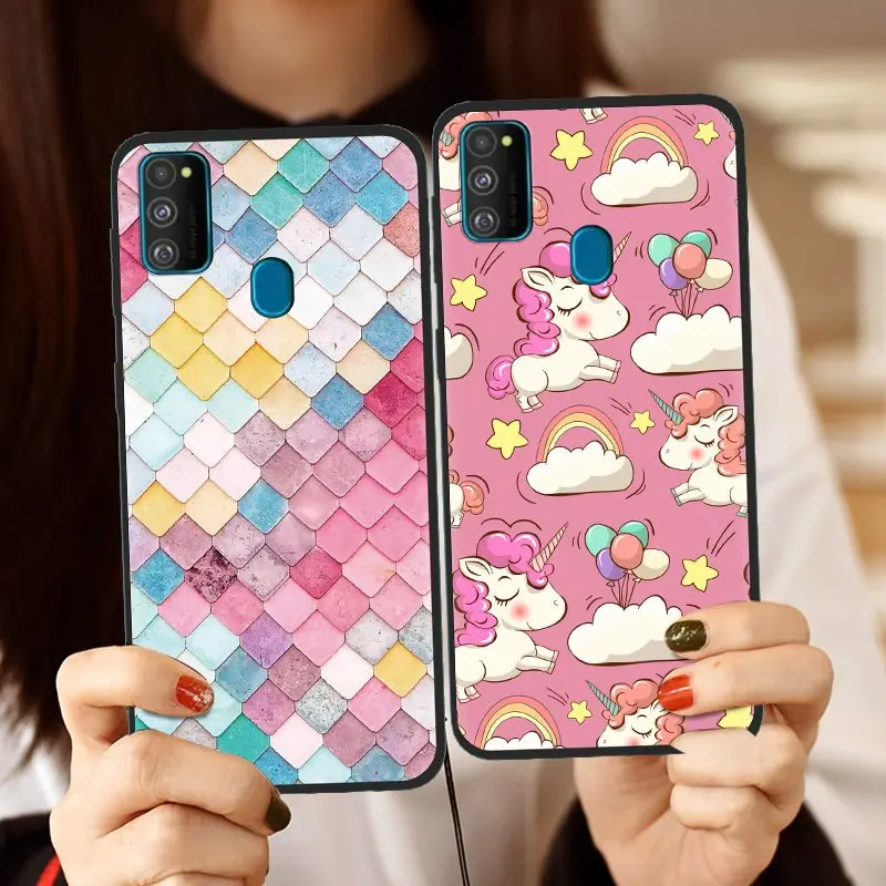 Противоударная задняя крышка для телефона samsung M30S цветной чехол для телефона окрашенный ТПУ силиконовый задний модный абажур дизайн