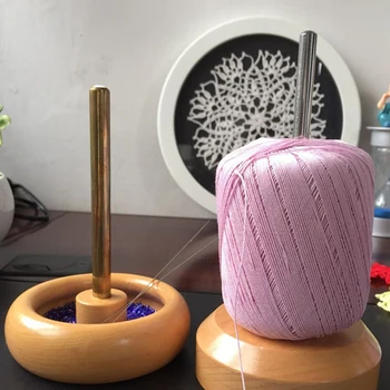 

Wooden Bead Spinner Loader Bowl String Seed Beads Chain Tool Jewelry Making Device with 4 Needles Set for Beads and Jewelry Lett