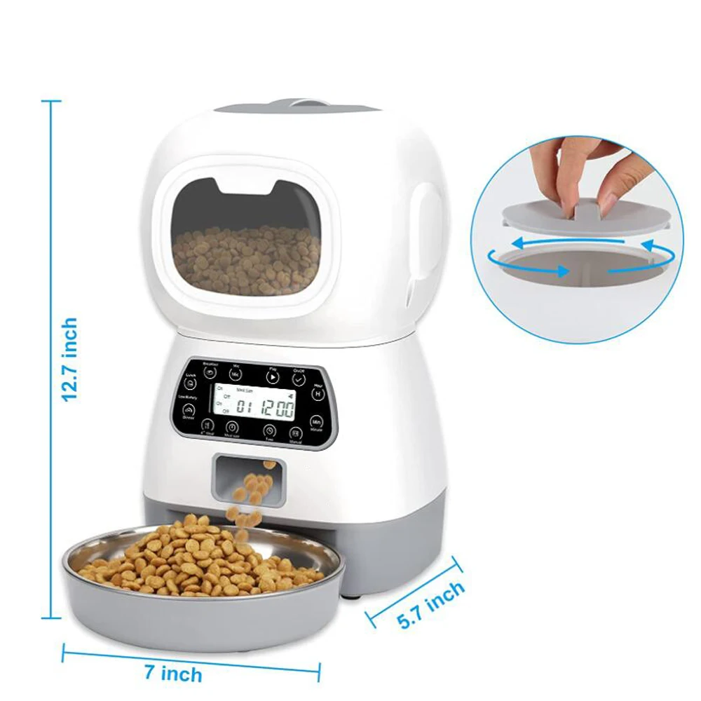 Smart Automatic Dog Cat Feeder 3.5 Liters Dry Food Dispenser Plus 2L Water Feeder Suitable For Small And Medium Pet