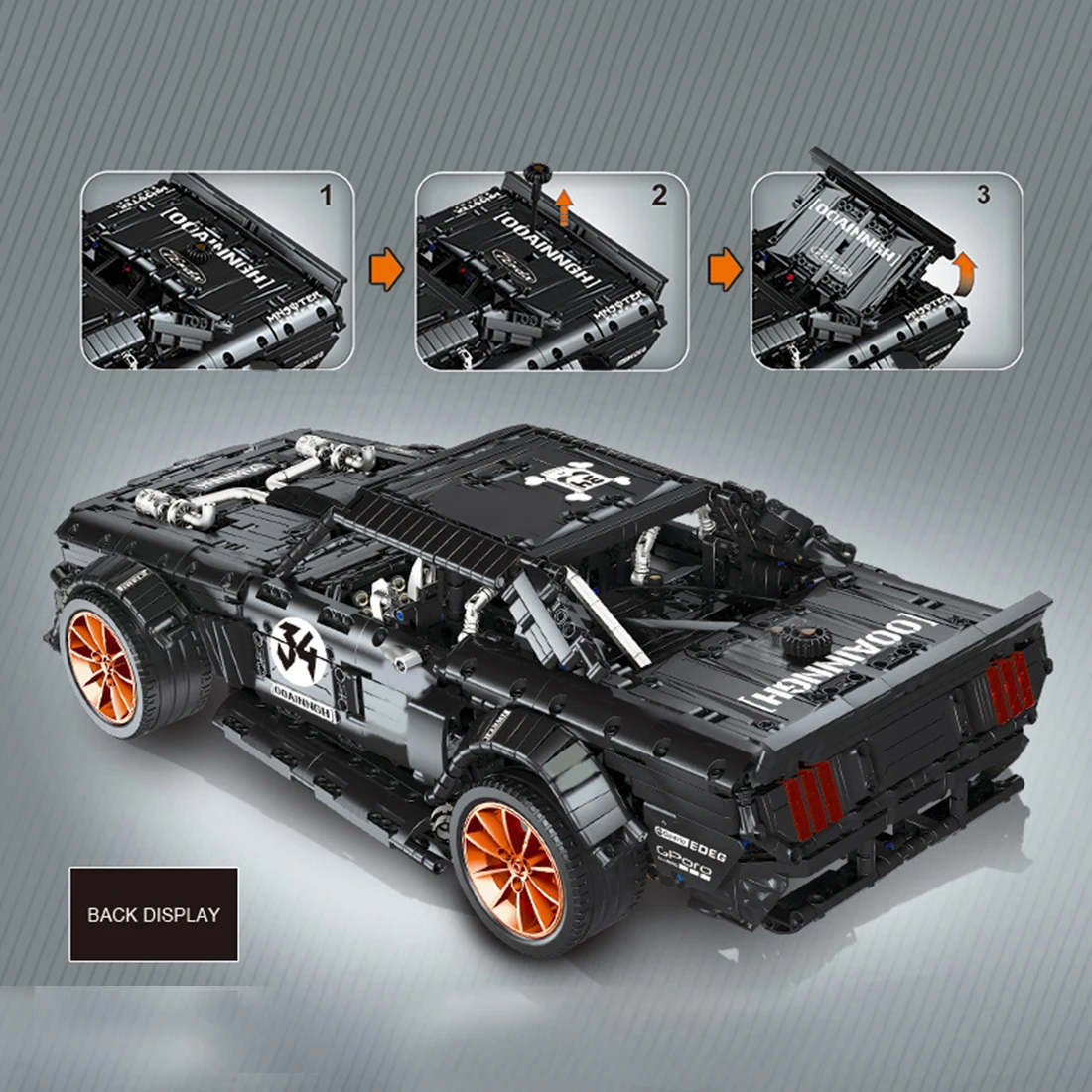 3168 шт 1:10 масштаб MOC RC спортивный автомобиль модель автомобиля высокого уровня сборки небольшой частицы Строительный блок Набор модель здания-черный