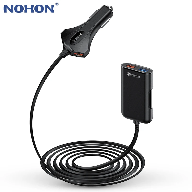 4 порта USB Автомобильное зарядное устройство Быстрая зарядка QC 3 0 5 6 футов