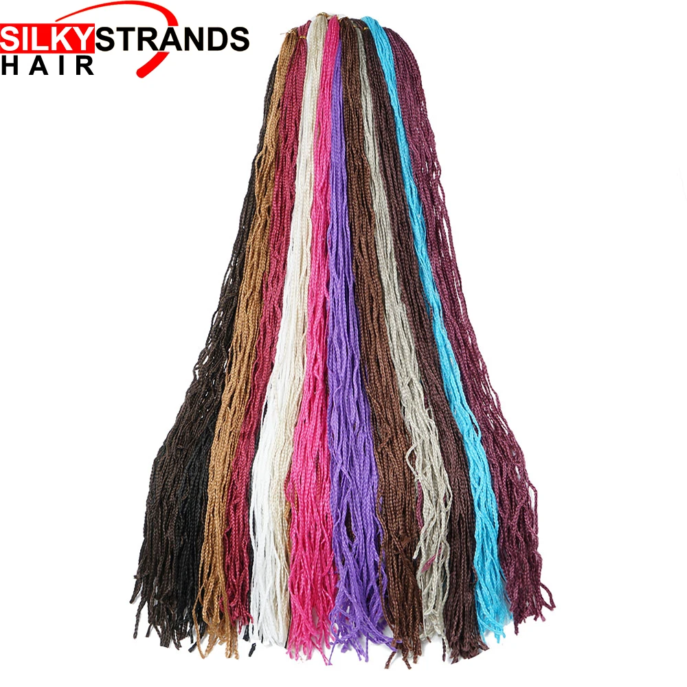 

Braiding Hair 3s Zizi Box Braids Crochet Hair Fiber Colorful 28inch Synthetic Hair Extensions 613 Blue