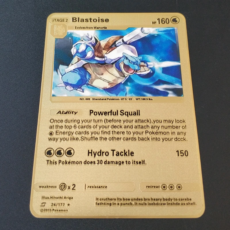 6 стилей листов Pokemon металлическая карта Blastoise серия Золотая коллекция подарок