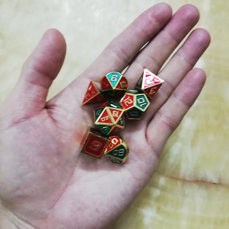 Игральные кости DND металлические РГП набор многогранных подземелий Дракон d20 10 6 8 12 настольные игры цинковый сплав смешивание Красный Синий цифровой узор в кости