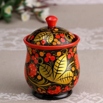 

Small sugar bowl, 8x11 cm, khokhloma 4896871