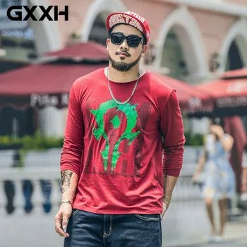 

GXXH Plus Size 7XL Casual Men's Long Sleeve T Shirt Cotton Brand Autumn Spring Fashion Print Tshirt T-shirt for Oversized Male