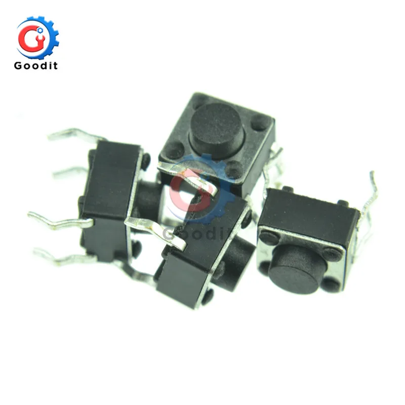 

100pcs 6*6*5MM Tactile Push Button Switch 4 pins Micro Switch 4-Pin DIP Momentary Tact Switch Through-Hole