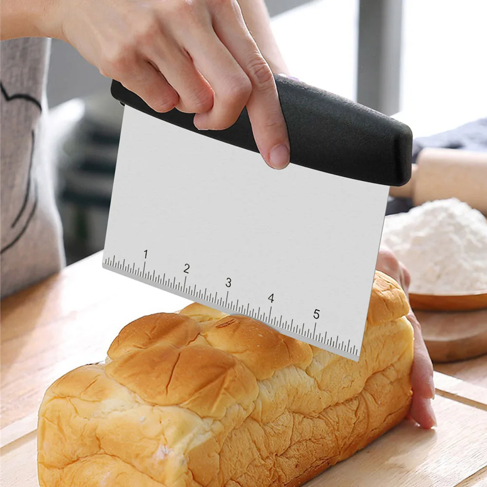 Stainless Steel Dough Cutter Scraper Bread Chopper with Scale Pastry Spatula Pizza Scraper Baking Fondant Cake Decoration Tool