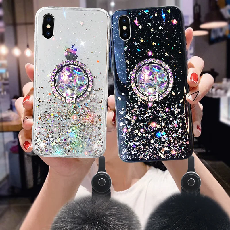 Чехол для телефона iPhone 7 8 Plus X XS Max настоящий Лисий мех волосы шар ремешок на