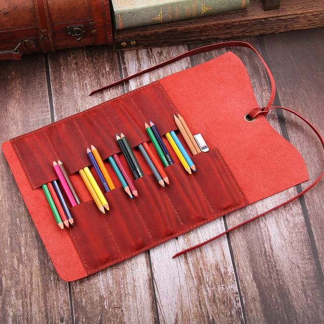 Pencil Roll Case Retro Pencil Wrap Bag Portable Roll Up Pouch Pen Holder  Case Pencil Holder Organizer School Supplies