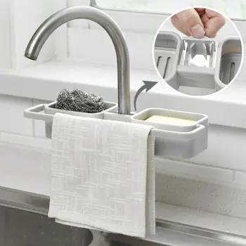 

Kitchen Sink Storage Drain Rack Organizer Faucet Sponge Soap Cloth Holder Shelf No Drills Required Home Bath Decor