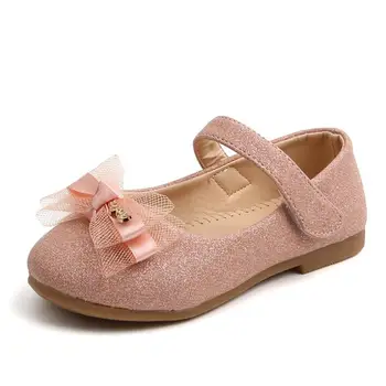 

Girls Party Shoes Gold Pink Princess Shoes Bright Leather Little Girls Shoes For Kids Children Fashion BowKnot Single Sneakers