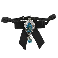 Мужской роскошный галстук-бабочка бархат с бриллиантами драгоценность необычный галстук для вечеринок галстук черный