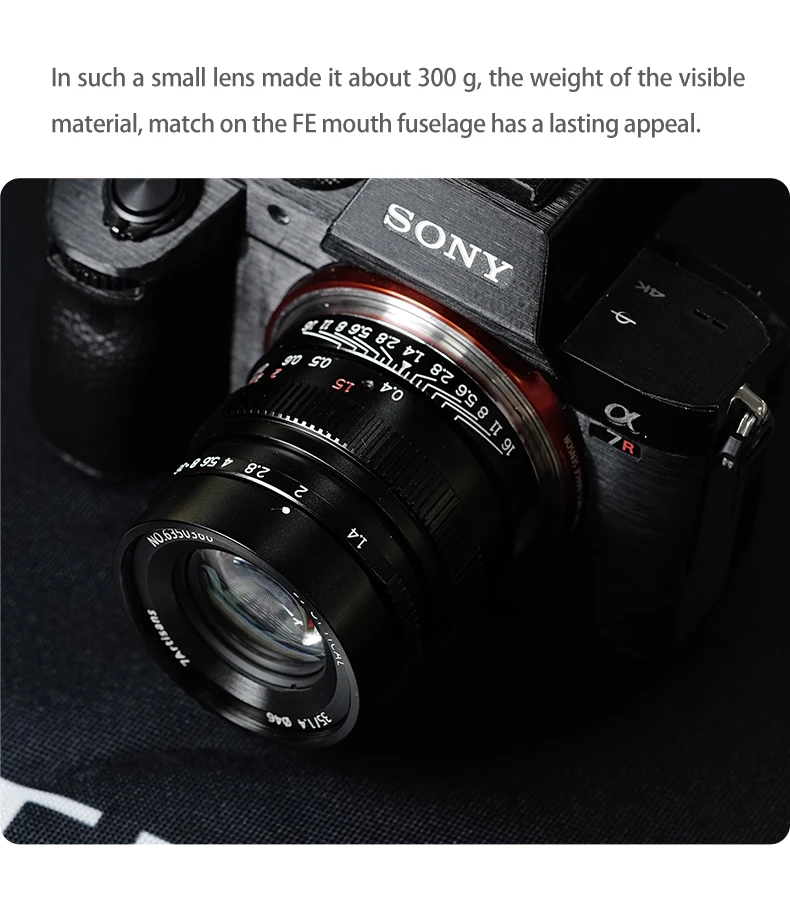 7artisans 35 мм F1.4 полная оправа линзы камеры ручной фокус фиксированные линзы для Камеры E-mount SONY A7II A7R A7RII A7S A6500 7artisans