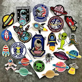 

T-N Ovni Extraterrestrial Stars Aircraft UFO Iron On Embroidered Patches Space and Planet Tutorial Airplane Stickers Appliques