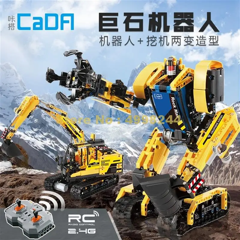 C51026 930 шт. Интеллектуальный 2в1 робот дистанционного управления rc экскаватор рок человек строительный блок кирпичи игрушка
