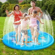 Almohadilla rociadora de agua inflable para niños, colchoneta rociadora de agua redonda de 100/170cm para jugar en piscinas, juguete divertido para jardín al aire libre de verano