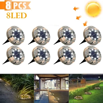 

8 LED Outdoor Solar Garden Lights Ground Light Solar Lamp Lighting Waterproof Lights Deck Floor Light for Pathway Yard Landscape