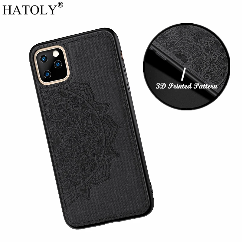 3D чехол с цветами для iPhone 11 2019 из силиконовой ткани Жесткий ПК Pro Max бампер
