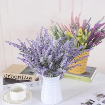 HUIRAN Romantic Provence Lavender Wedding Decorative Flower Vase for Home Decor Artificial Flowers Grain Decorative Fake Plant