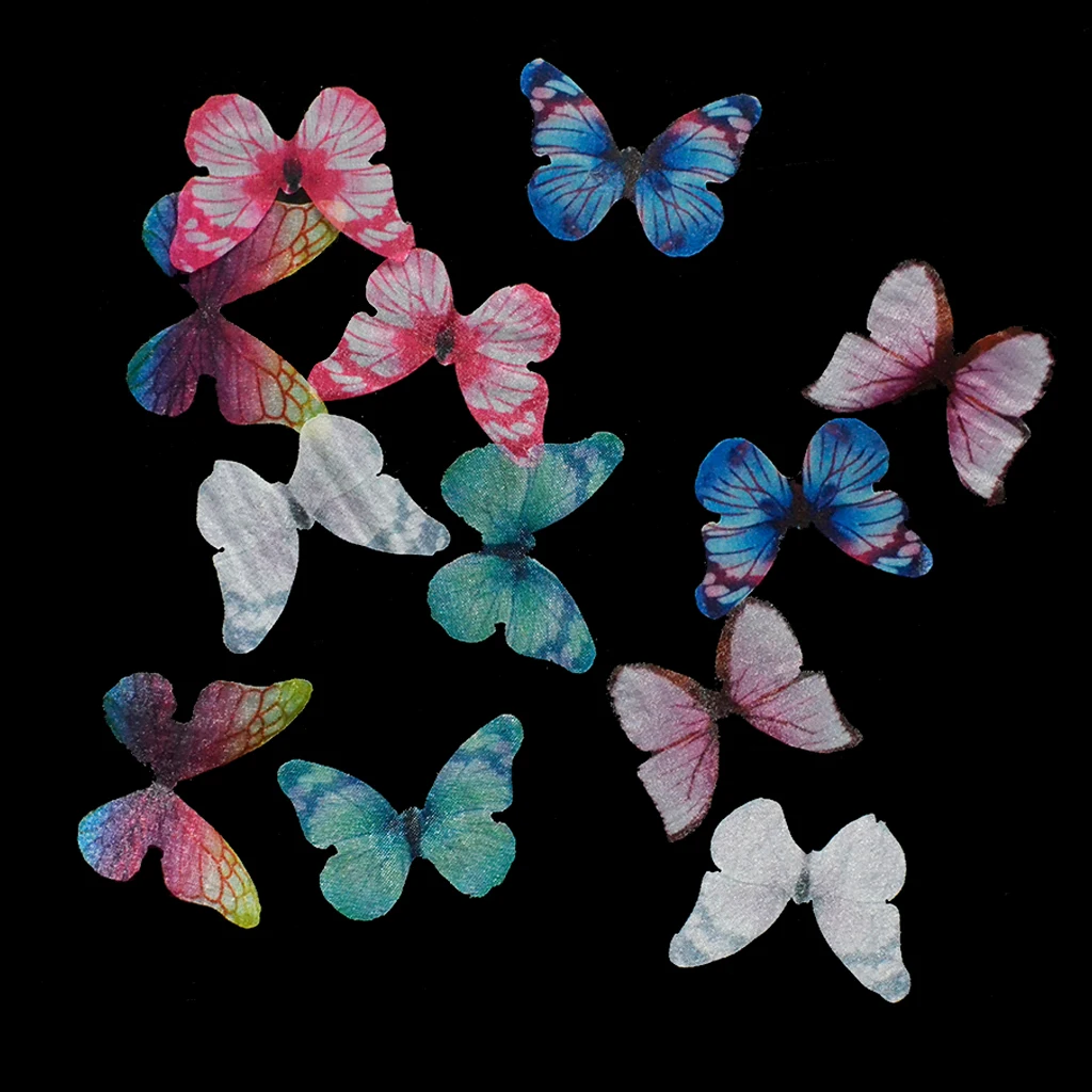 

12 Pieces Mixed Color Chiffon Butterfly Embellishments DIY Hair Accessories Girl Bow Elastic Hair Tie Clip Hair Band Bow