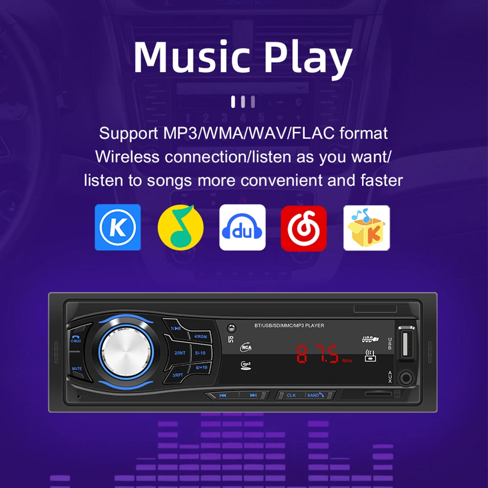 1428 With Remote Control RCA Audio Subwoofer Bluetooth Car Radio Headunit Support USB MP3 Player Car Stereo FM Radio 1 Din