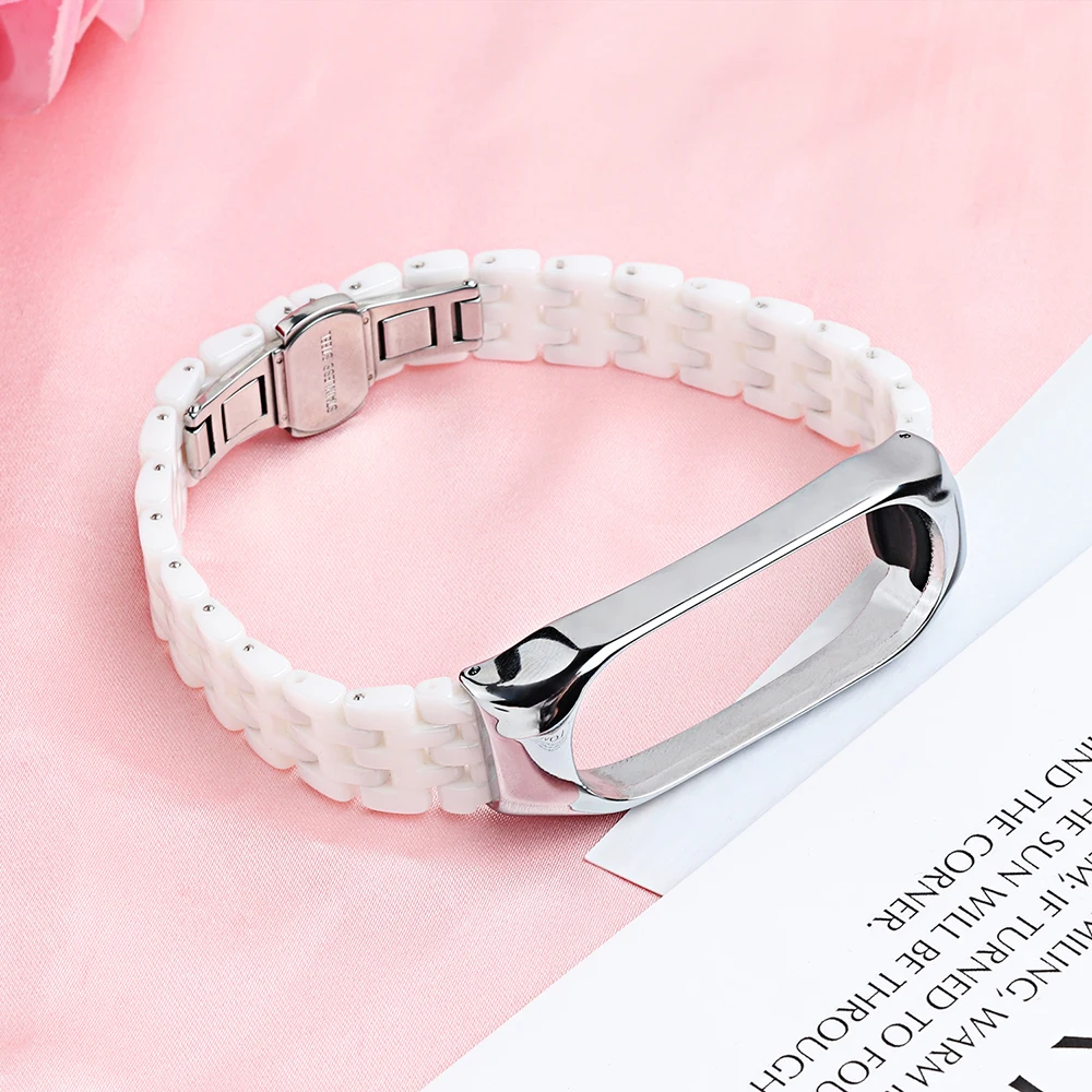 

Ceramic Straps for Xiaomi Mi 7 6 5 4 3 Bracelet Women Men Stainless Steel Metal Butterfly Buckle Sport Wristband Mi7 Replacement