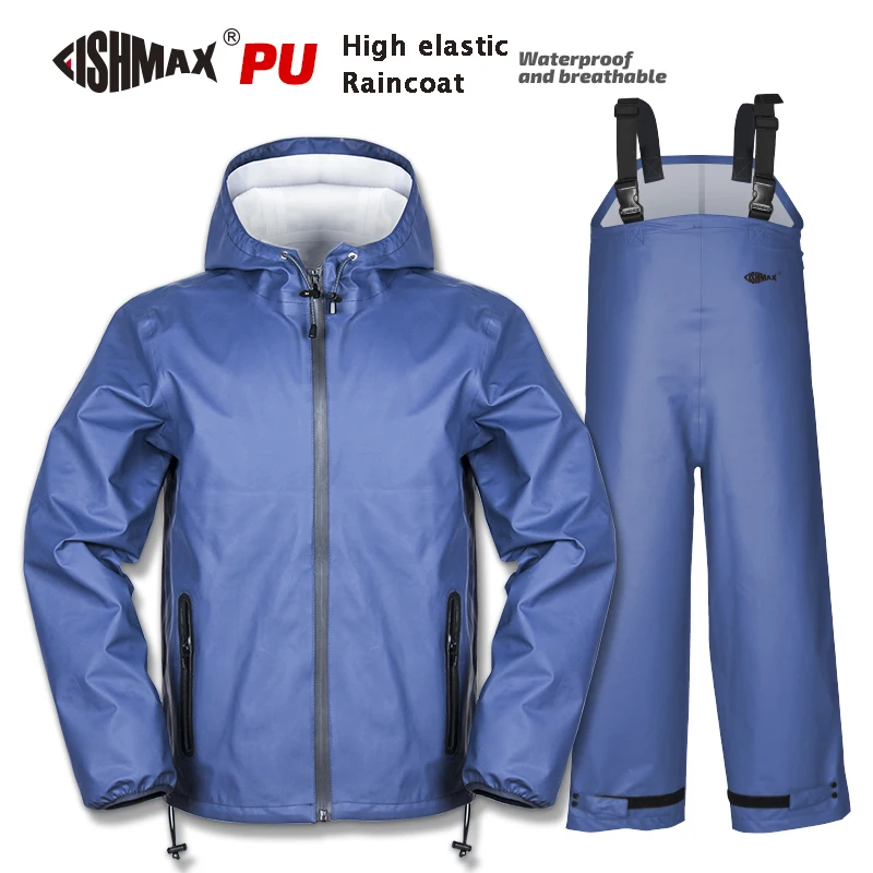Men's Motorcycle Raincoat Suit Pants Set Fishing Clothes with hat Overalls